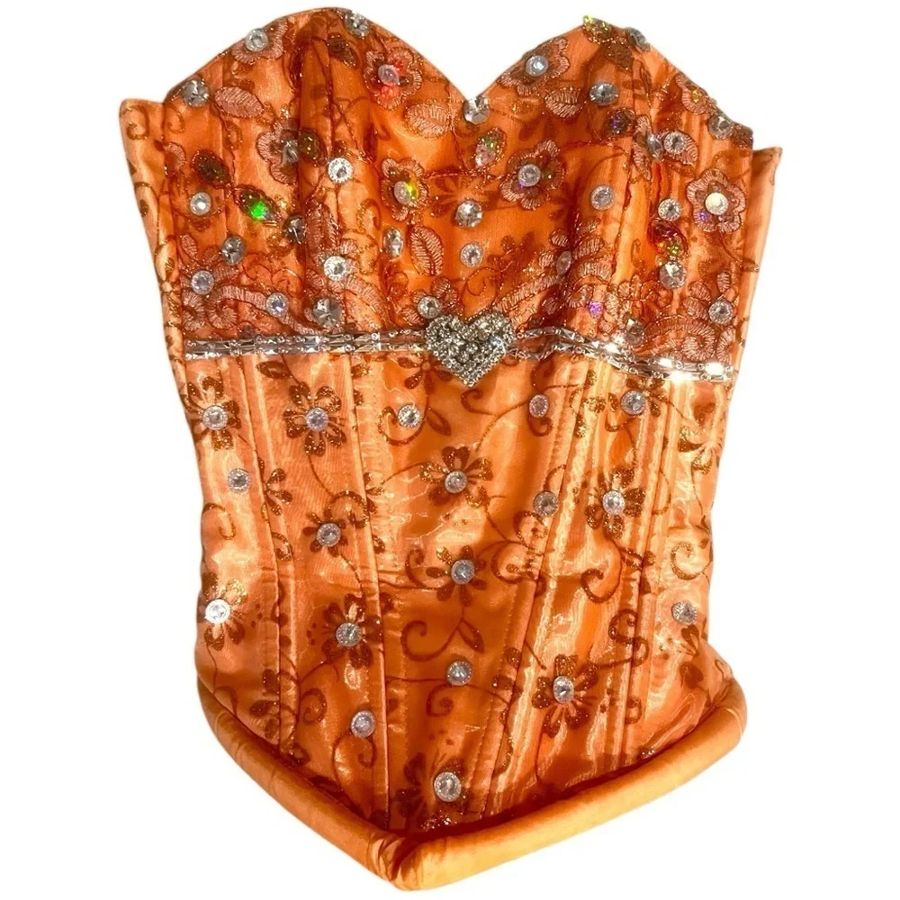 Expressions Elegant Coral Sequin Corset Ballgown Dress - Picture 4 of 17